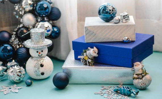 christmas decorations and presents at home